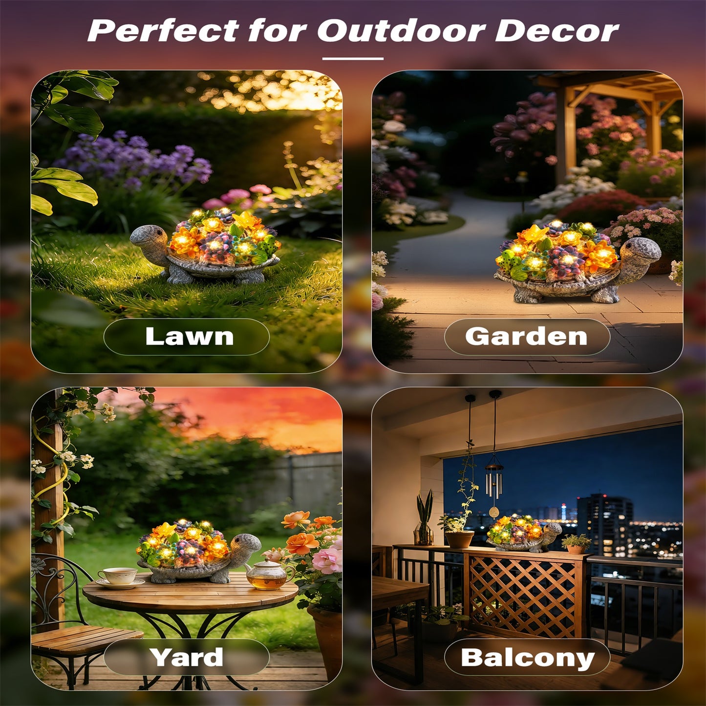 
                  
                    Ollny Solar Garden Turtle/Frog Statue Light with Succulent and 8 LED Lights, IP65 Waterproof Resin Tortoise Statues Light for Patio Yard Lawn Decor
                  
                