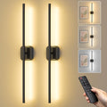 Ollny 2pcs LED Rechargeable Black Wall Sconce for Bedroom, Living Room
