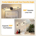 Ollny 2pcs LED Rechargeable Black Wall Sconce for Bedroom, Living Room
