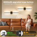 Ollny 2pcs LED Rechargeable Black Wall Sconce for Bedroom, Living Room