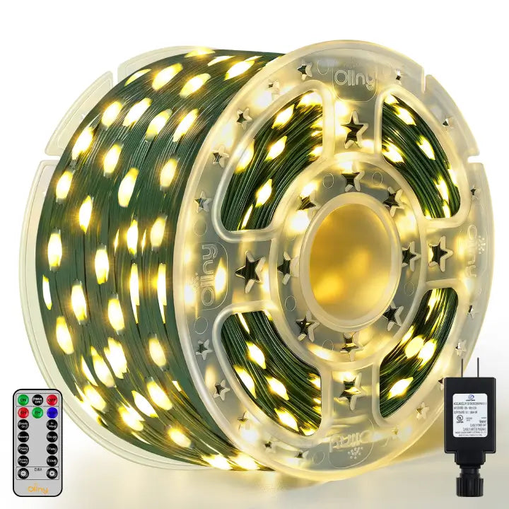 Ollny's 1000 leds 330ft warm white IP67 waterproof Christmas lights with reel