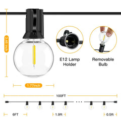 Length instructions for Ollny's 100ft G40 outdoor string lights