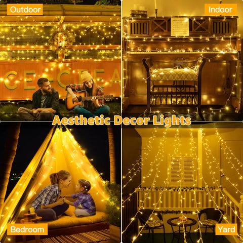 Ollny 120 LED 40ft Warm White Connectable String Lights (Clear Cable, Plug in, 8 Modes)