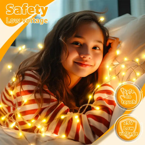 Ollny 120 LED 40ft Warm White Connectable String Lights (Clear Cable, Plug in, 8 Modes)