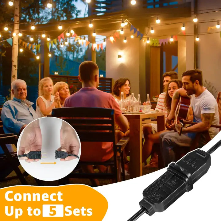 
                  
                    Ollny's 150ft G40 outdoor string lights can connect up to 5 sets
                  
                