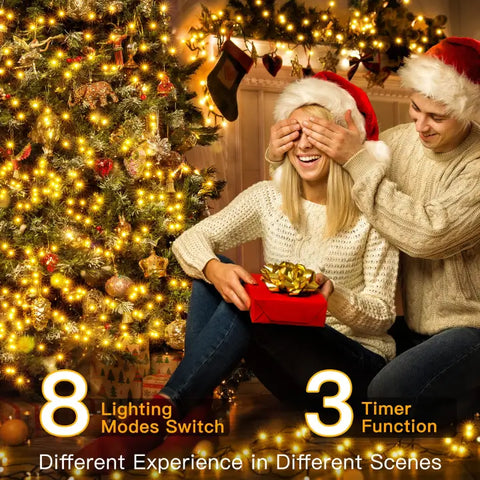 Ollny's 200 leds warm white Christmas mini lights with 8 lighting modes and 3 timer function