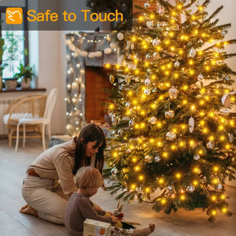 Ollny's 200 leds warm white Christmas mini lights are safe to touch