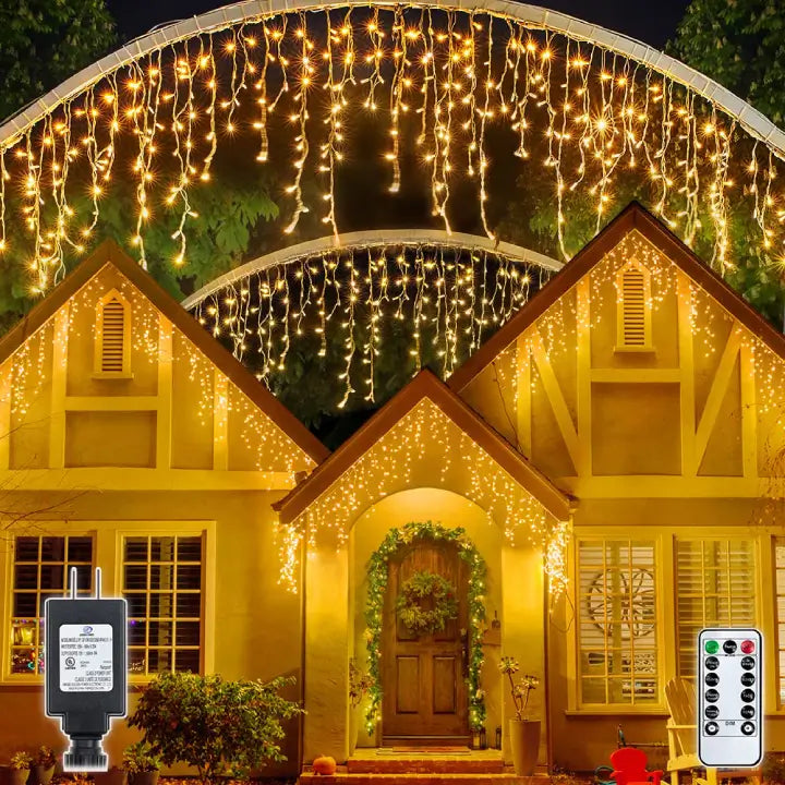 Ollny's 396 leds 32ft warm white connectable icicle lights