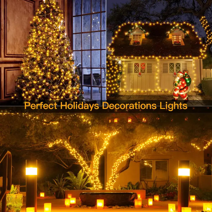 
                  
                    Ollny 400 LED 132ft Warm White String Lights (Clear Cable, Plug in, 8 Modes, IP44 Waterproof)
                  
                