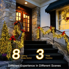 400 LED 20ft Warm White Christmas Cluster Lights (Green Cable, Plug in, 8 Modes, IP44 Waterproof)