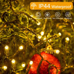 400 LED 20ft Warm White Christmas Cluster Lights (Green Cable, Plug in, 8 Modes, IP44 Waterproof)