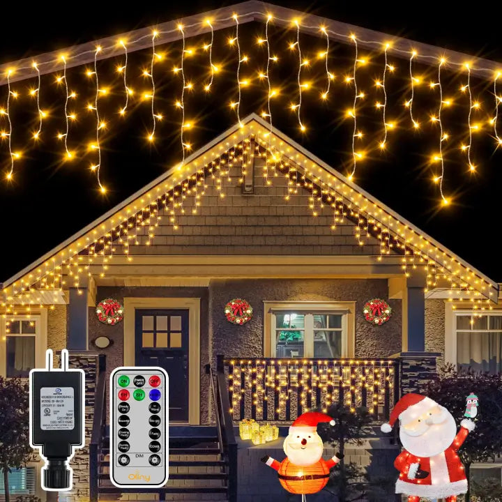 Ollny's 486 leds 40ft warm white Christmas icicle lights