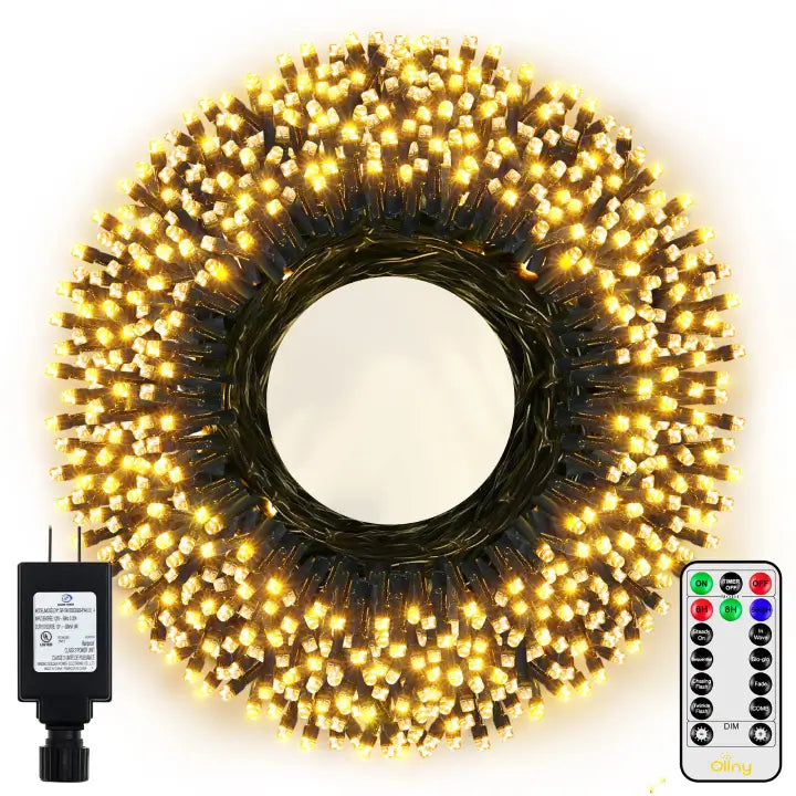 Ollny's 500 leds 164ft warm white Christmas lights green cable