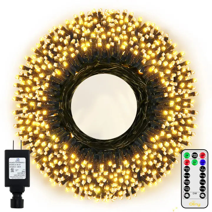Multi Function Christmas Tree Lights Warm White 164ft | Ollny