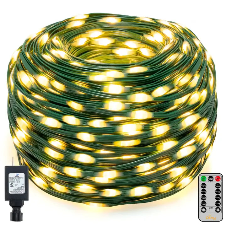 Ollny's 800 leds 262ft warm white IP67 waterproof Christmas lights green wire