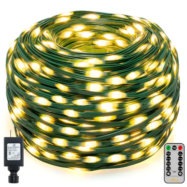 Ollny's 800 leds 262ft warm white IP67 waterproof Christmas lights green wire