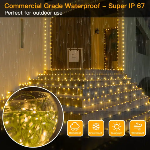 Ollny's 900 leds warm white Christmas lights are IP67 waterproof