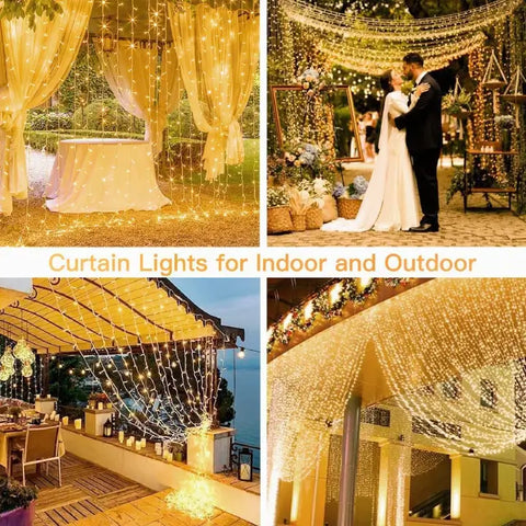 Ollny's 200 leds warm white curtain lights for Indoor and Outdoor