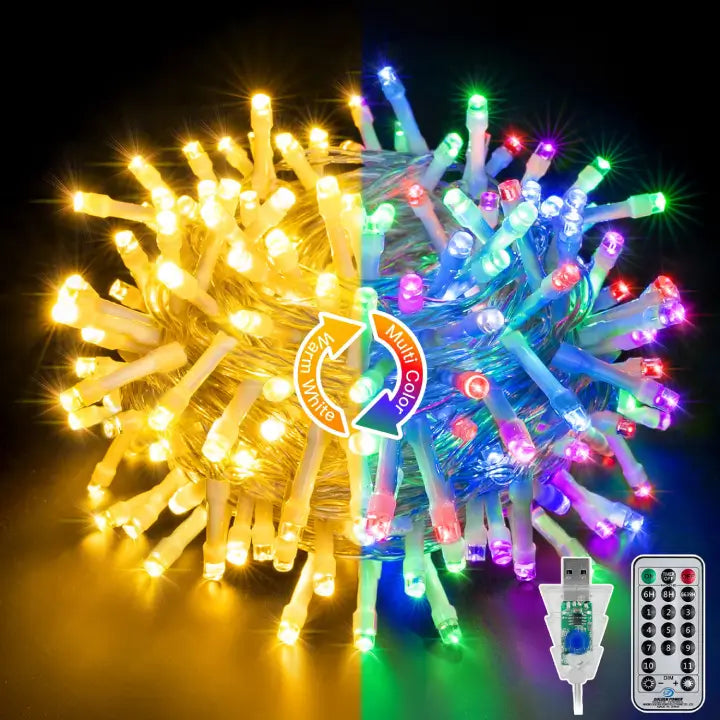 Ollny's 100 leds 33ft warm white and multi-color Christmas lights