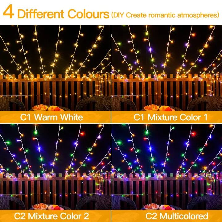 Ollny's 100 leds 33ft Christmas Lights feature warm white and 3 different multicolors