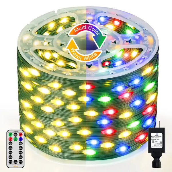 Ollny's 400 leds 132ft green wire warm white/multicolor string lights