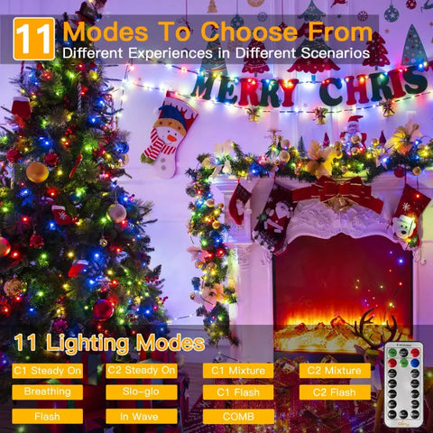 Ollny's 400 leds green wire warm white/multicolor string lights with 11 lighting modes
