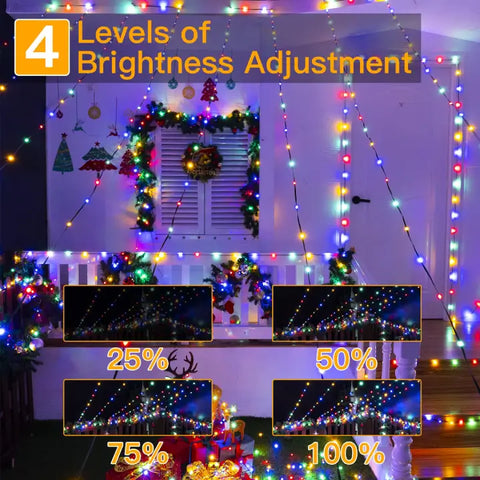 Ollny's 400 leds green wire warm white/multicolor string lights with 4 brightness levels