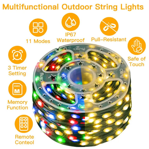 The multifunctions of Ollny 400 leds green wire warm white/multicolor string lights