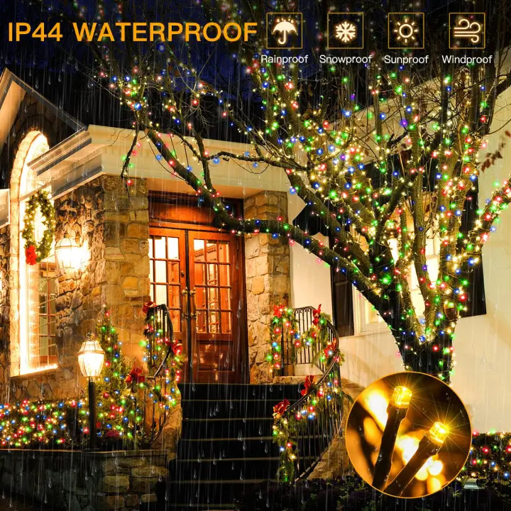 Ollny's 400 leds warm white/multicolor string lights are IP44 waterproof