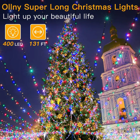 Ollny's 400 leds warm white/multicolor string lights length instructions