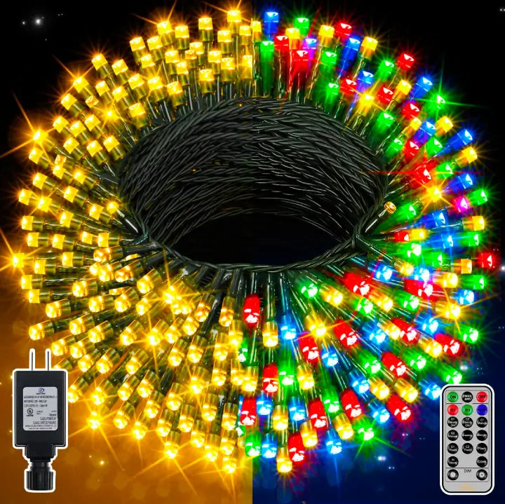 Twinkle Star Christmas String Lights, 66ft 200 LED Color Changing Tree Light  Plug in 11 Modes Functions Warm White & Multicolor with Remote Timer,  Connectable for Outdoor Indoor Xmas Party Decorations 