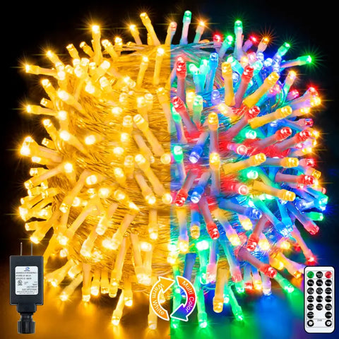 Ollny's 640 leds 210ft warm white/multi-color string lights clear cable