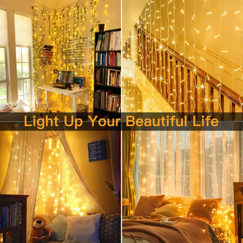 Ollny's 300 leds warm white curtain lights can be used in various occasions