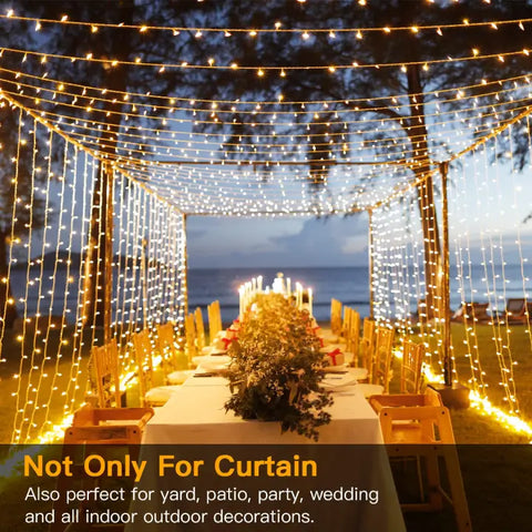 Ollny's 300 leds warm white curtain lights for wedding