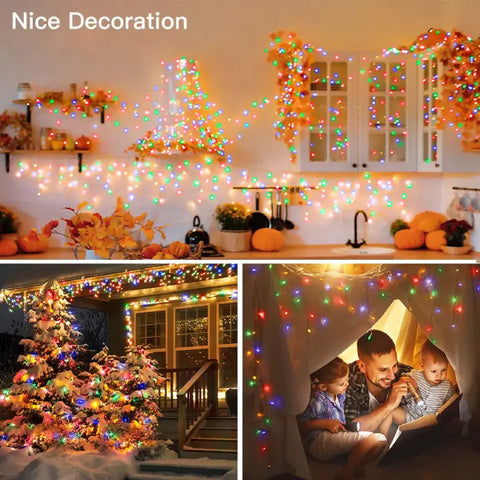 Ollny's 306 leds warm white/multicolor icicle lights for indoor and outdoor