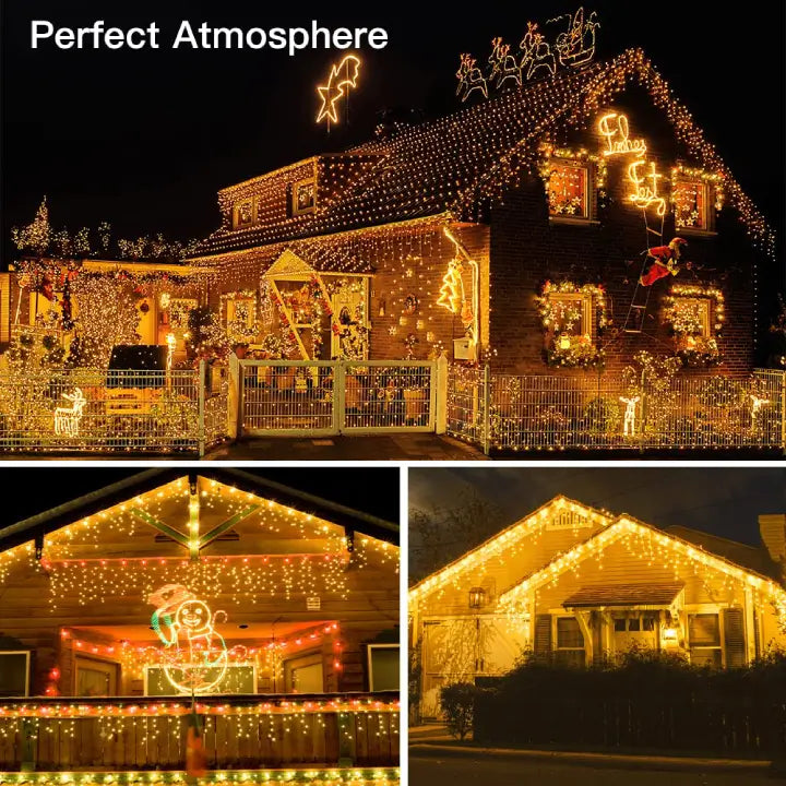 
                  
                    Ollny's 306 leds warm white/multicolor icicle lights for Christmas
                  
                