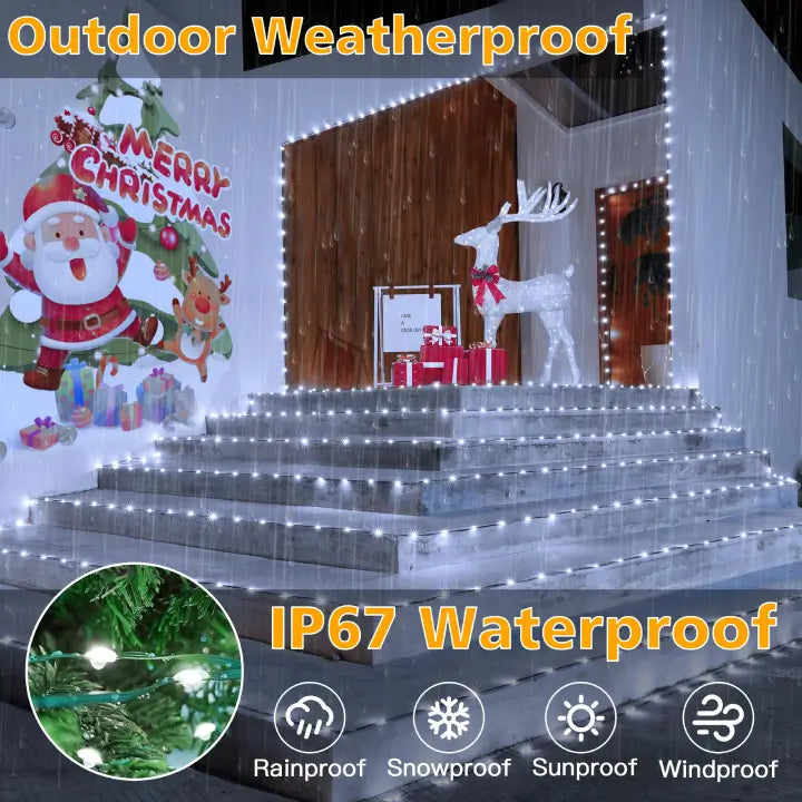 
                  
                    Ollny 1200 LED 393ft Cool White IP67 Waterproof Christmas String Lights (Green Wire, Plug in, 8 Modes)
                  
                