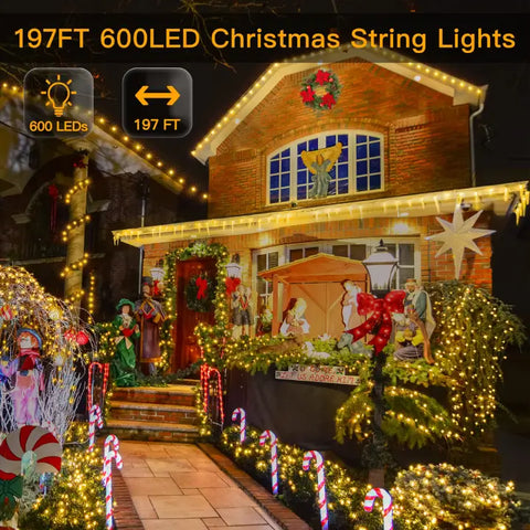 Length instructions for Ollny's 600 leds 197ft clear wire warm white/multicolor string lights