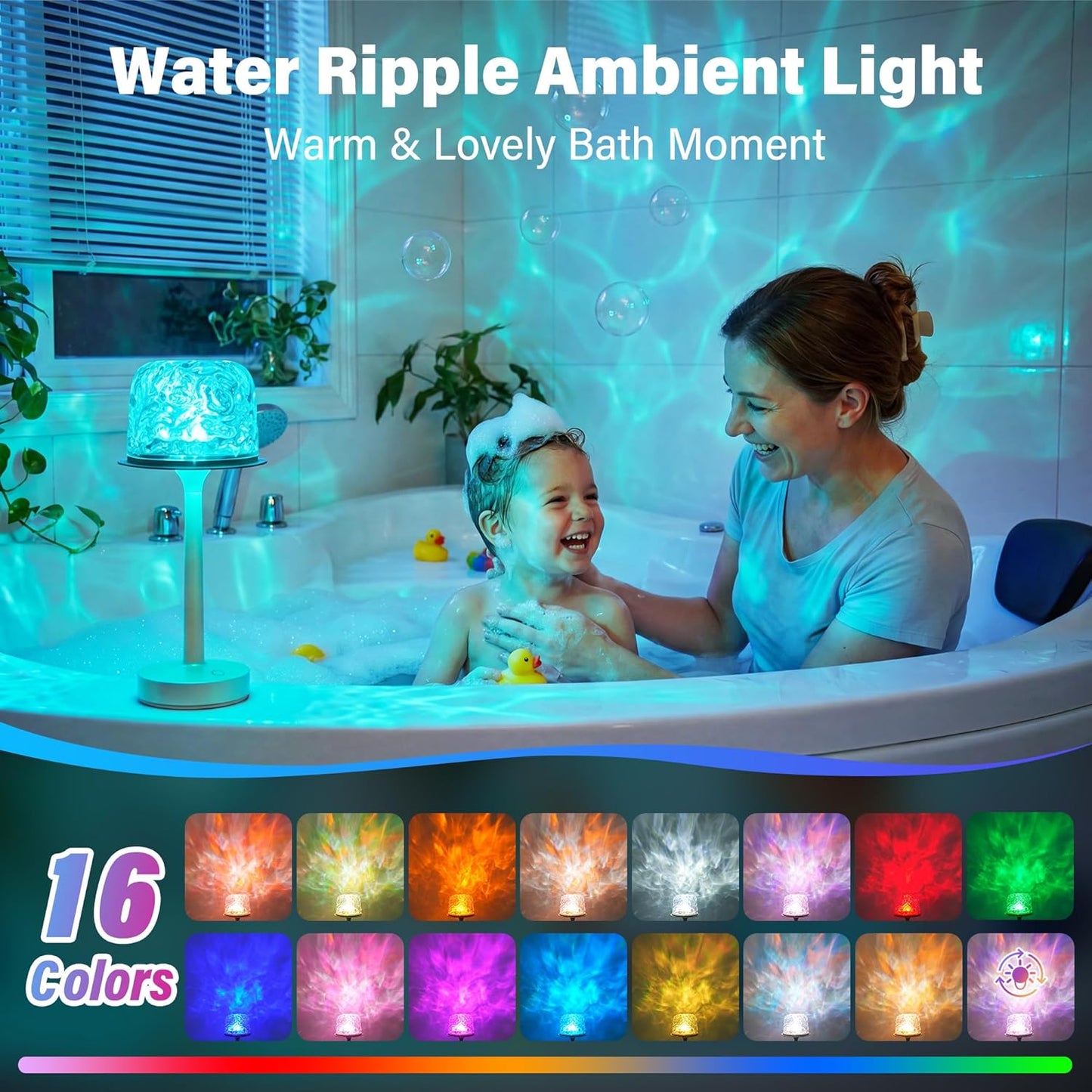 
                  
                    Ollny LED Ocean Wave Projector Lamp for Bathroom, Shower, Bathtub(16 Modes, IP44 Waterproof)
                  
                