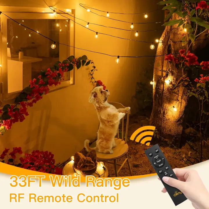 
                  
                    G40 outdoor solar string lights have 33ft remote range
                  
                