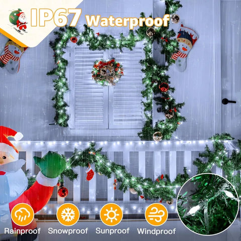 Ollny white outdoor Christmas lights are ip67 waterproof