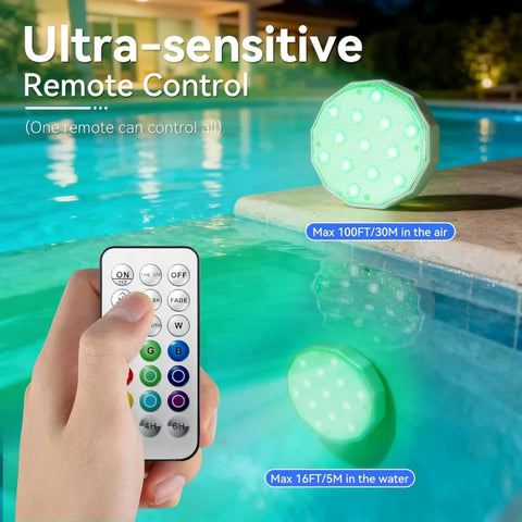 submersible pool lights remote control distance max 100ft in the air