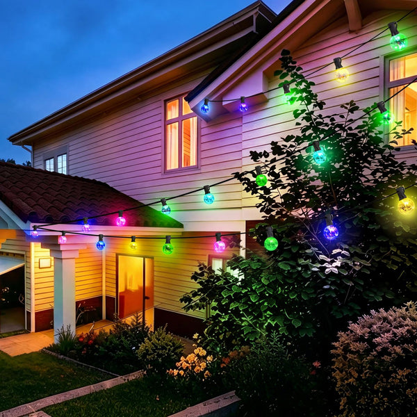 Ollny 30 Bulbs 30ft G40 Globe Bulb String Lights (18 Colors, 8 Modes, IP45 Waterproof)
