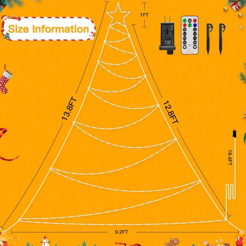Christmas tree multicolor lights size info