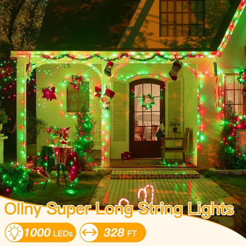 Ollny super long red and green Christmas lights are 328ft