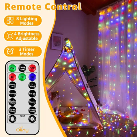 Ollny curtains lighting remote features