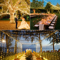 Wedding scenes decorated by 262ft warm white wedding fairy lights