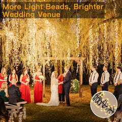 Ollny's 20ft warm white wedding cluster lights with more light beads to brighter wedding venue