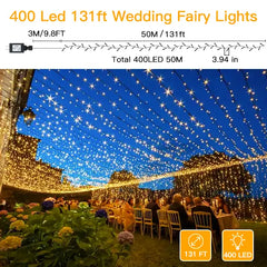 Ollny's 400 leds 132ft wedding warm white string lights length instructions