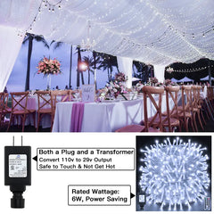 Ollny's 400 leds cool white wedding fairy lights are safe to touch and power saving